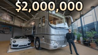 Touring a $2,000,000 Luxury Motorhome with Secret Supercar Garage